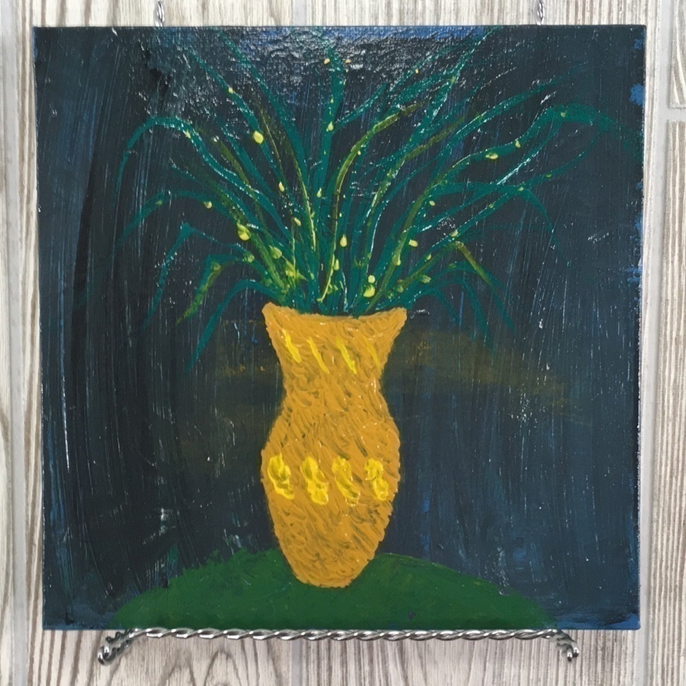 Original Floral Still Life Painting Acrylic Art Panel 8x8